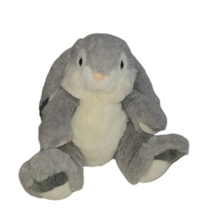 Chrisha Playful Plush Bunny Rabbit Stuffed Animal 13 Inch Gray White 1988 Vtg